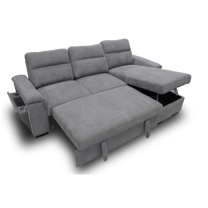 Sofá chaise longue cama con arcón Valencia 252 cm