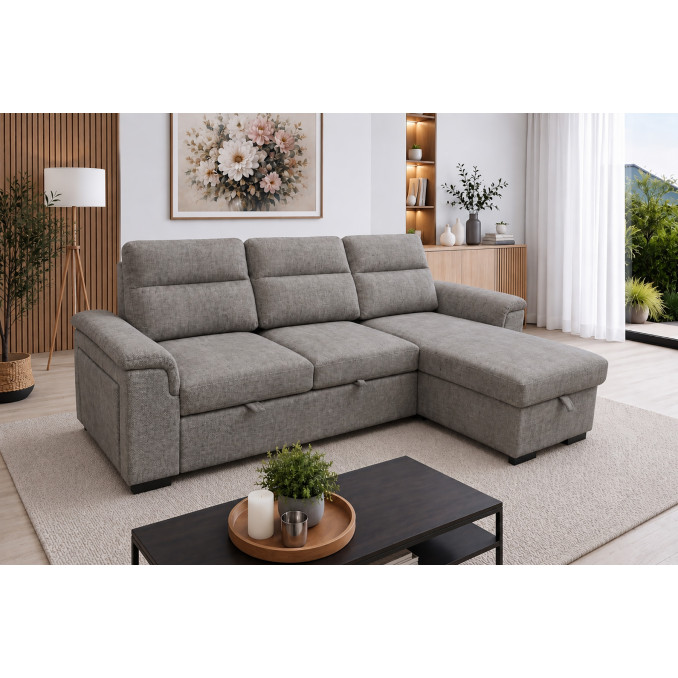 Sofá chaise longue cama con arcón Valencia 252 cm
