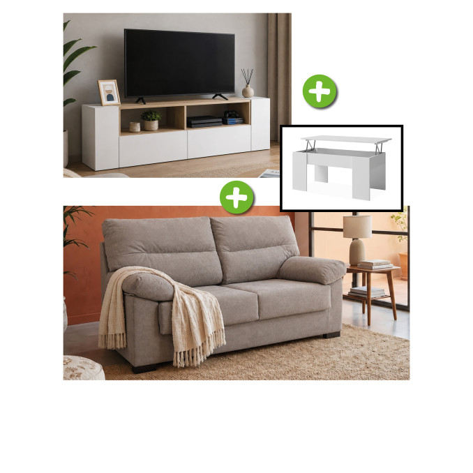 Pack ahorro salón Murillo - Modulo TV + sofá 3...