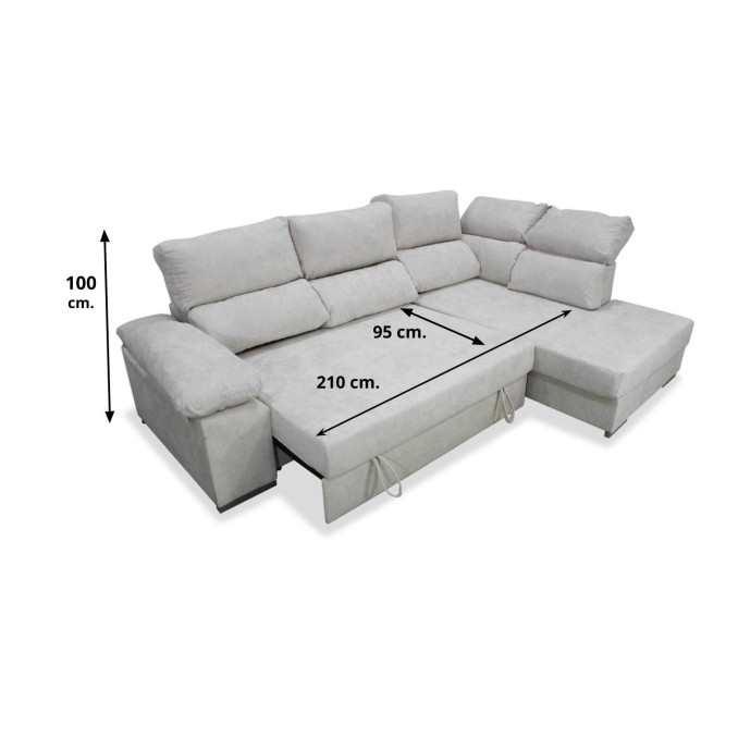 Sofá cama rinconera Italia derecha 280 cm.