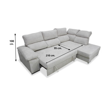 Sofá cama rinconera Italia derecha 280 cm.