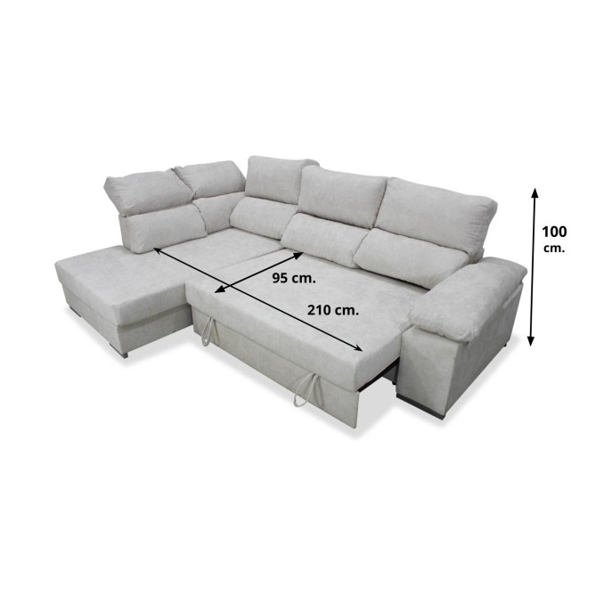 Sofá cama rinconera Italia izquierda 280 cm.