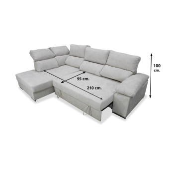 Sofá cama rinconera Italia izquierda 280 cm.