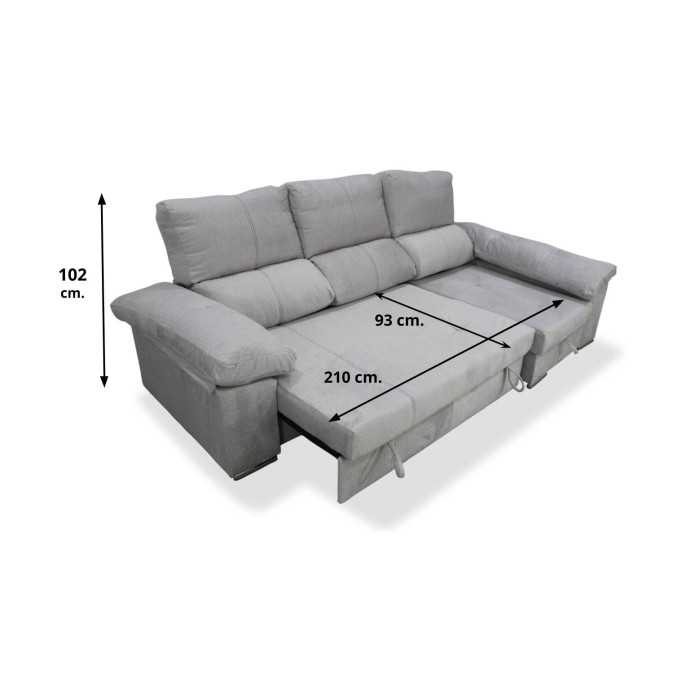 Sofá cama chaise longue derecha con arcón...