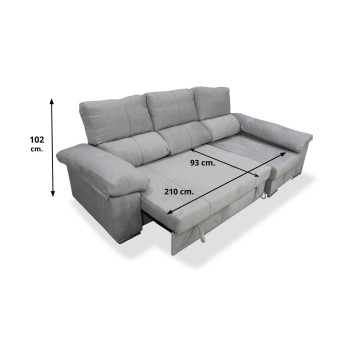 Sofá cama chaise longue derecha con arcón abatible Bunny 267 cm