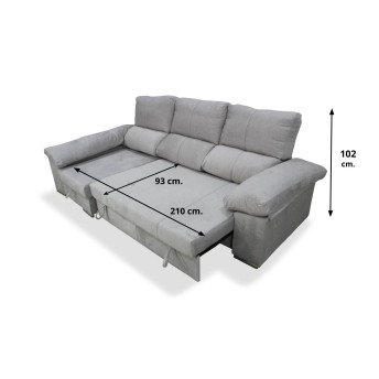 Sofá cama chaise longue izquierda con arcón abatible Bunny 280 cm