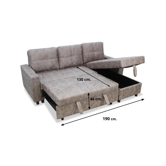 Sofá chaise longue cama Fan 222 cm.