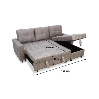 Sofá chaise longue cama Fan 222 cm.