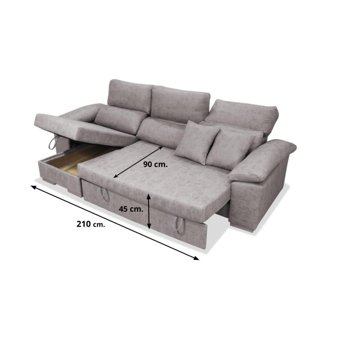 Sofá cama chaise longue izquierda Álvaro 265 cm...