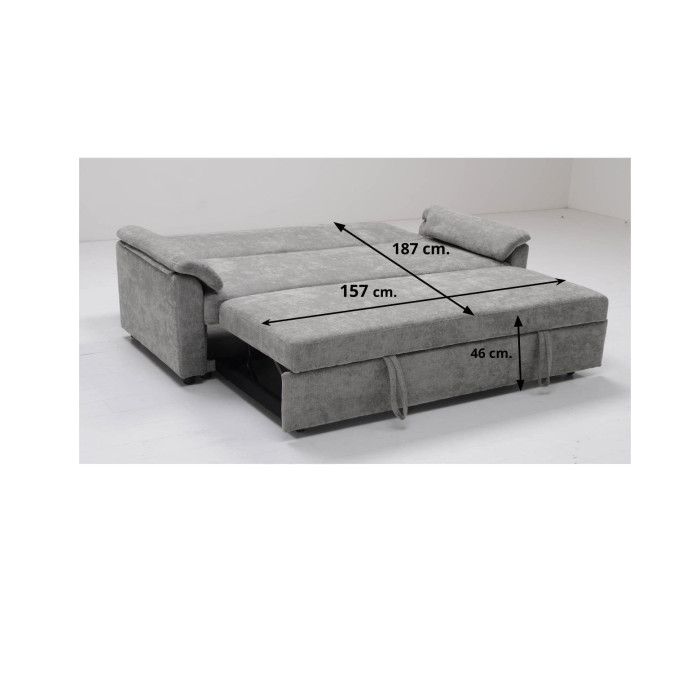 Sofá cama 3 plazas Fleming gris 200 cm