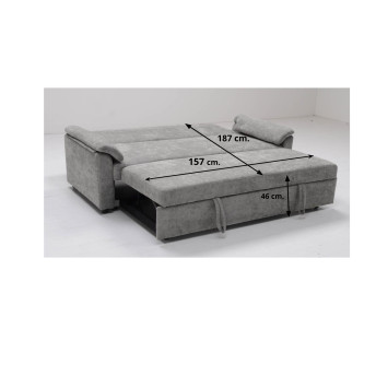 Sofá cama 3 plazas Fleming gris 200 cm