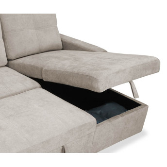 Sofá chaise longue cama con arcón Bowie beige 213 cm