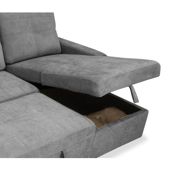 Sofá chaise longue cama con arcón Bowie gris 213 cm