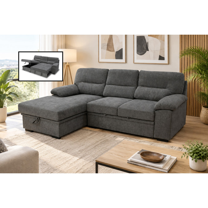 Sofá cama chaiselongue izquierda Silvia 251 cm