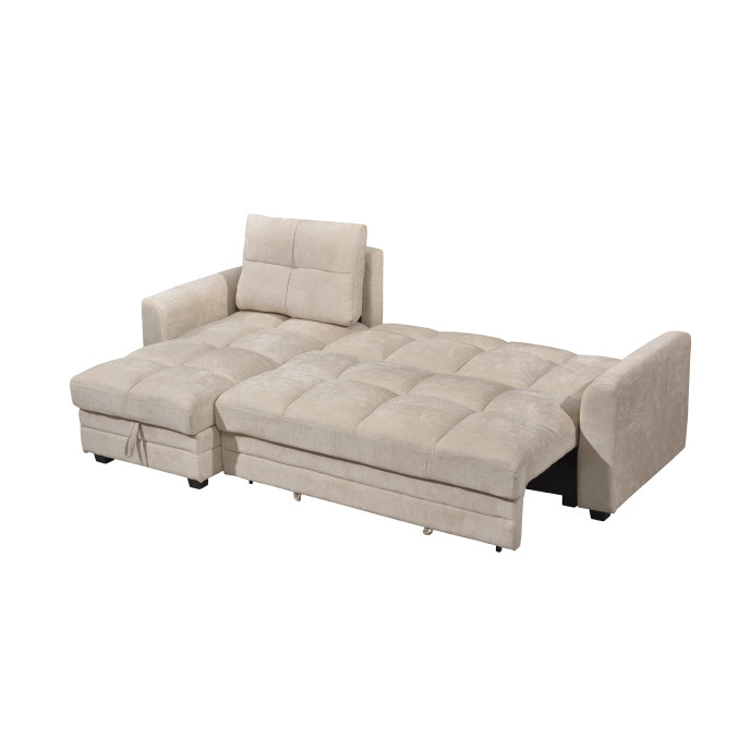 Sofá cama con chaiselongue beige Raval 260 cm