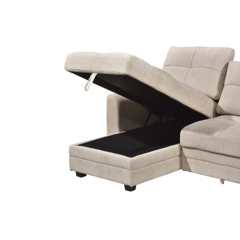 Sofá cama con chaiselongue beige Raval 260 cm