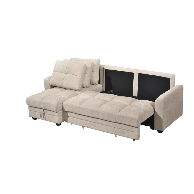 Sofá cama con chaiselongue beige Raval 260 cm