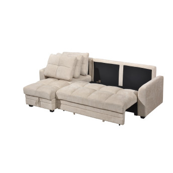 Sofá cama con chaiselongue beige Raval 260 cm