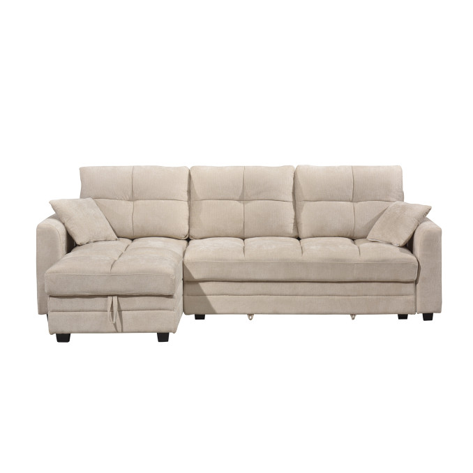 Sofá cama con chaiselongue beige Raval 260 cm