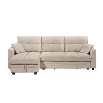 Sofá cama con chaiselongue beige Raval 260 cm