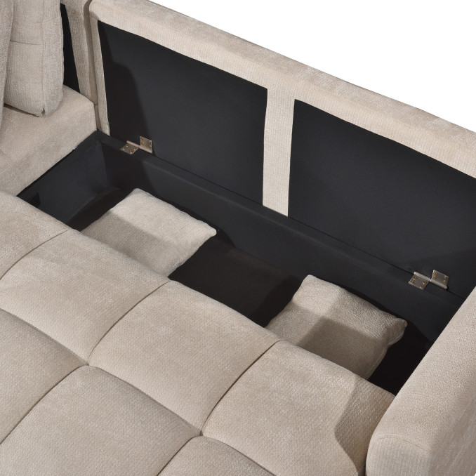 Sofá cama con chaiselongue beige Raval 260 cm