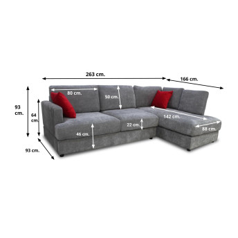 Sofá chaiselongue derecha Cynthia 263 cm