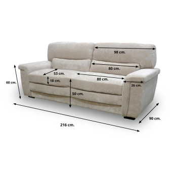 Sofá Sumi tres plazas beige 216 cm